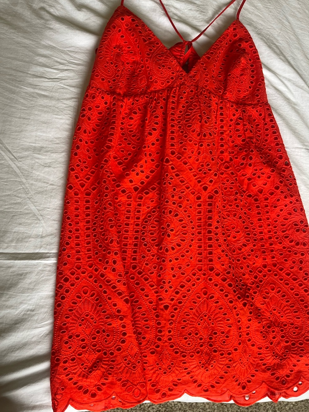 Embroidered Heart/Floral Eyelet Cutout Dress - Size XL